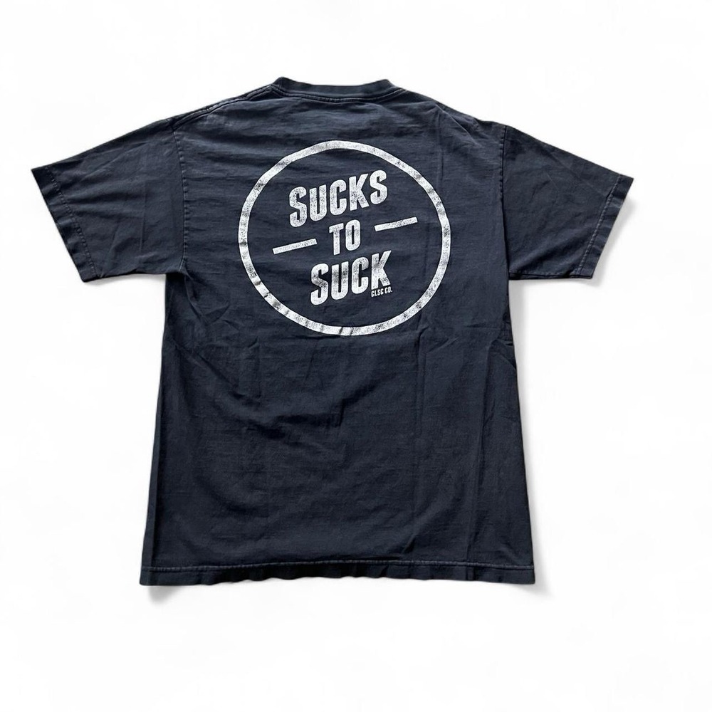 Sucks To Suck Faded Black Short Sleeve T-Shirt Men's Size Medium Skate Goth